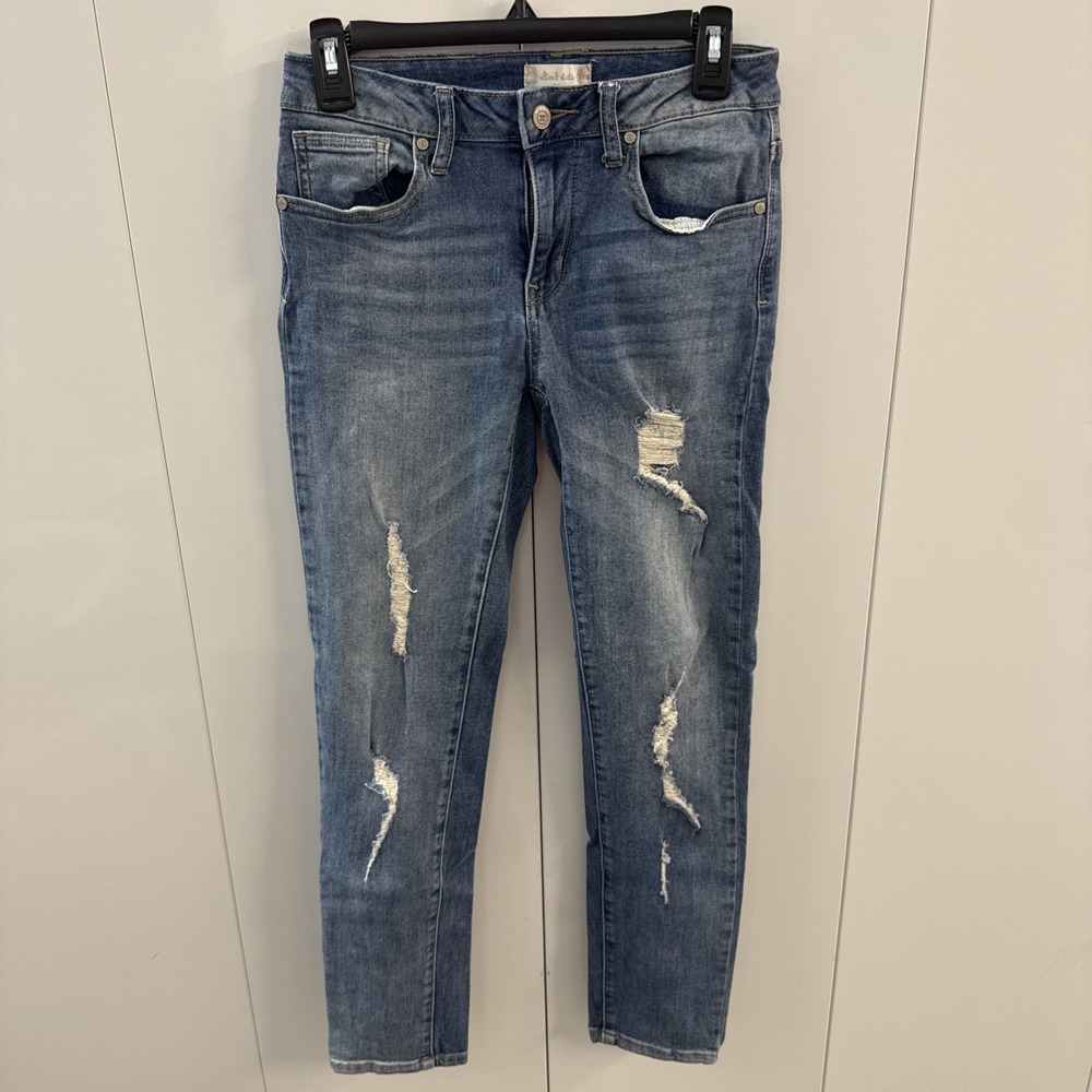 Altar'd State Women's Jeans Size 24 (27x27.5) Mid Rise Slim Distressed Light